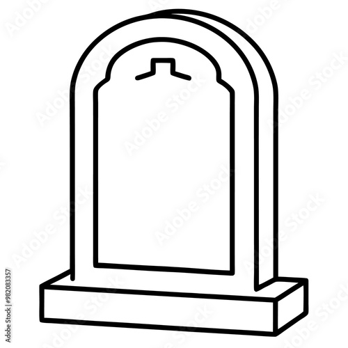 headstone outline coloring book page line art drawing