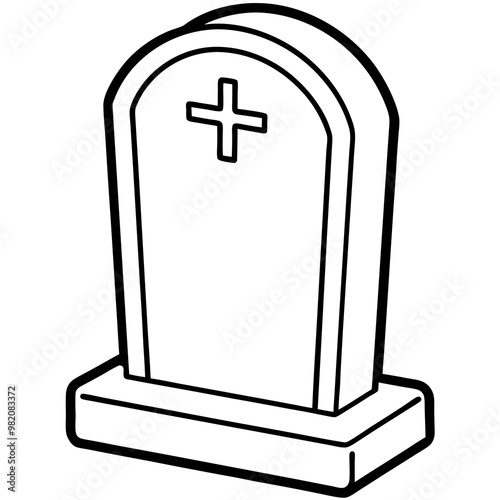 headstone outline coloring book page line art drawing