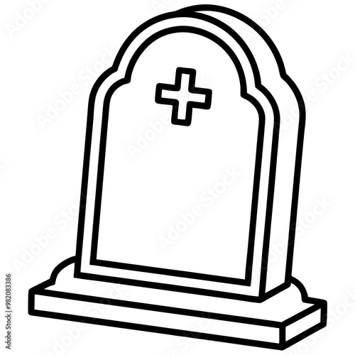 headstone outline coloring book page line art drawing
