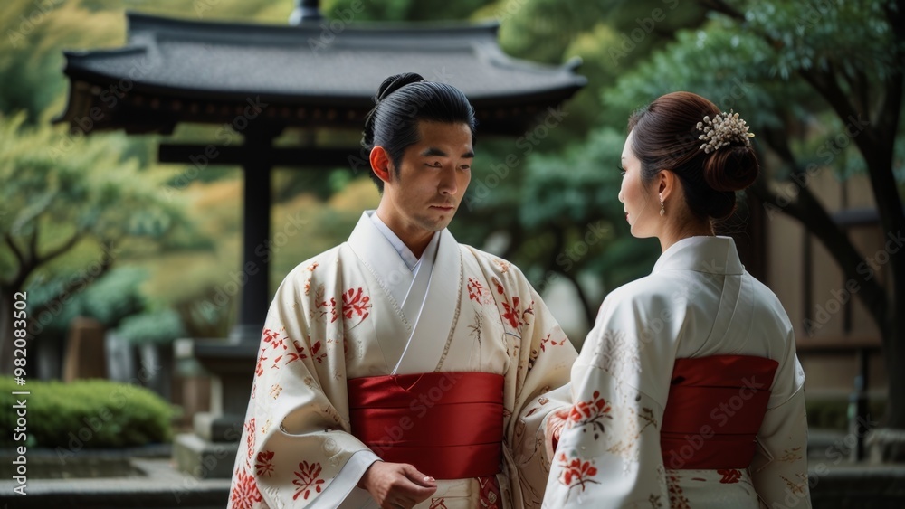 Japanese Wedding Ceremony in Kyoto Chapel with Scenic Traditional Garden Japanese Wedding Ceremony in Kyoto Chapel with Scenic Traditional Garden