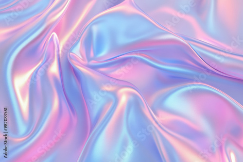 Smooth pink and blue satin fabric flowing of abstract shapes