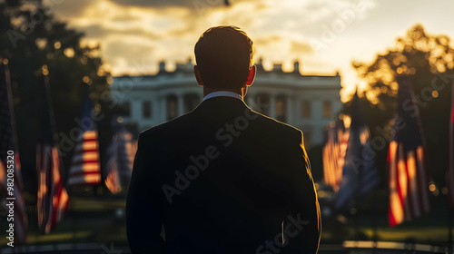 Capitol Silhouette Sunset - Leadership, Patriotism, Democracy