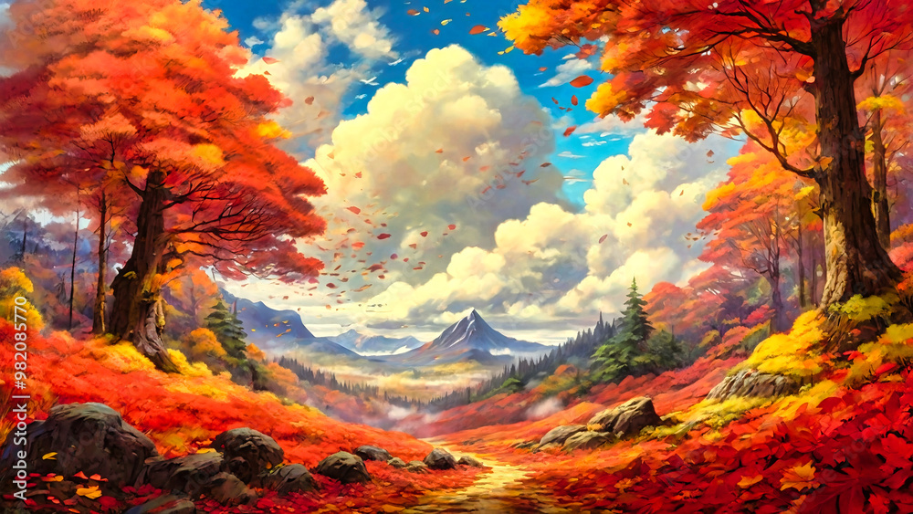 紅葉の山道 紅葉の山道