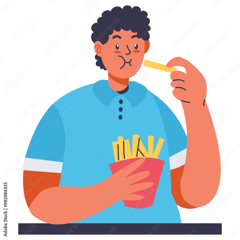 People Eating Character Isolated on White Background. Flat Vector Illustration People Eating Character Isolated on White Background. Flat Vector Illustration