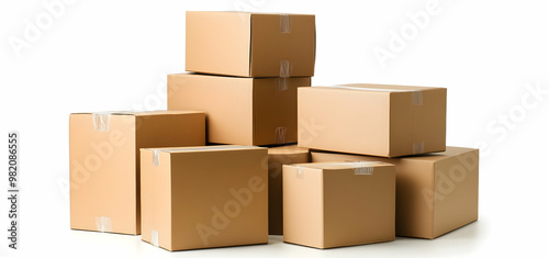 Cardboard Packaging Boxes on White Background