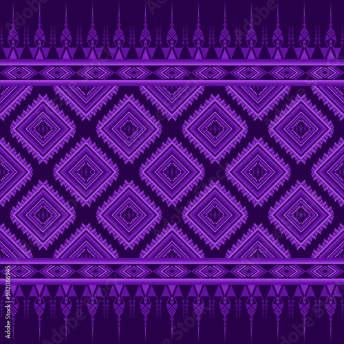 Purple Tribal vintage abstract geometric Ethnic pattern