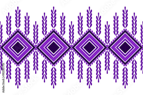 Purple and white Tribal vintage abstract geometric seamless Ethnic pattern.