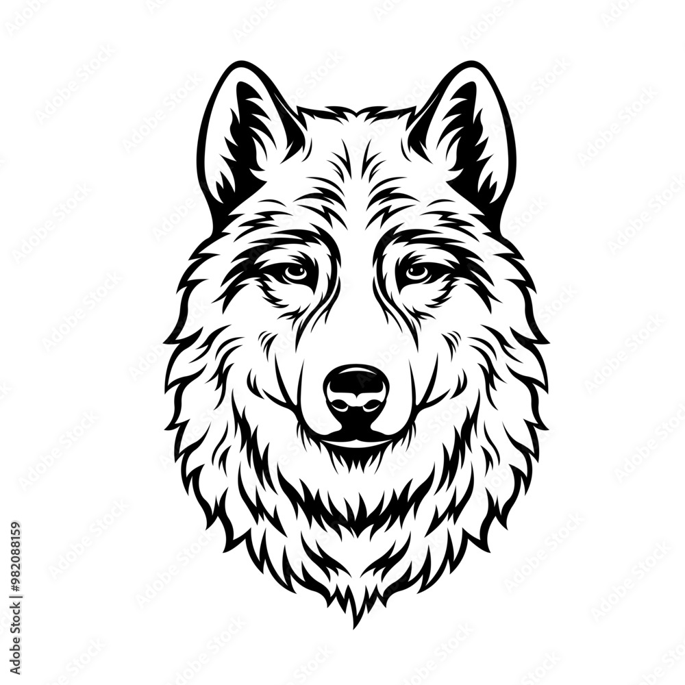 Naklejka premium Wolf Face | Wolf | Animal Beast | Wildlife | Wolf Head | Wild Animal | Forest Predator | Forest Animal | Original Illustration | Vector and Clipart | Cutfile and Stencil