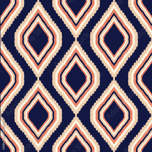 Blue and yellow Tribal vintage abstract geometric seamless Ethnic pattern.