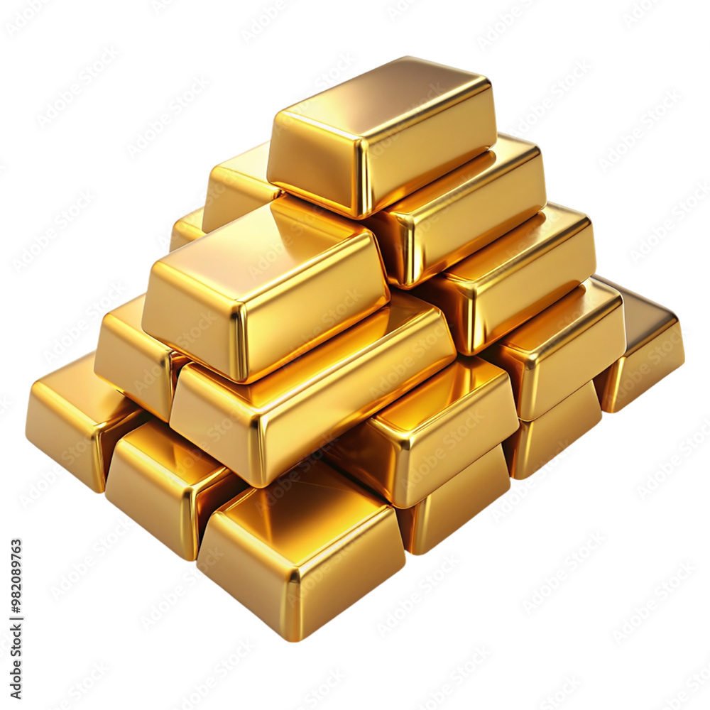 Set of gold bars piles of gold lingots isolated on transparent background. Set of gold bars piles of gold lingots isolated on transparent background.