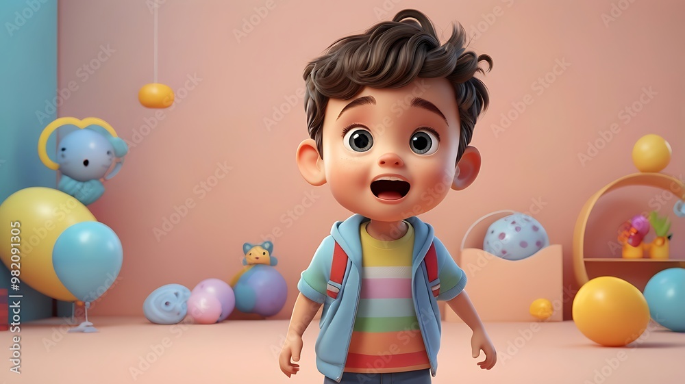 Smiling Cartoon Boy 3D Illustration Smiling Cartoon Boy 3D Illustration