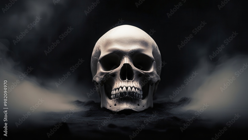 Fototapeta premium Skull, Bones, Man, Death, Teeth, Illustration