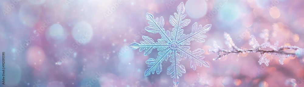 A delicate snowflake rests on a soft, pastel background, capturing the essence of winter beauty and tranquility. A delicate snowflake rests on a soft, pastel background, capturing the essence of winter beauty and tranquility.
