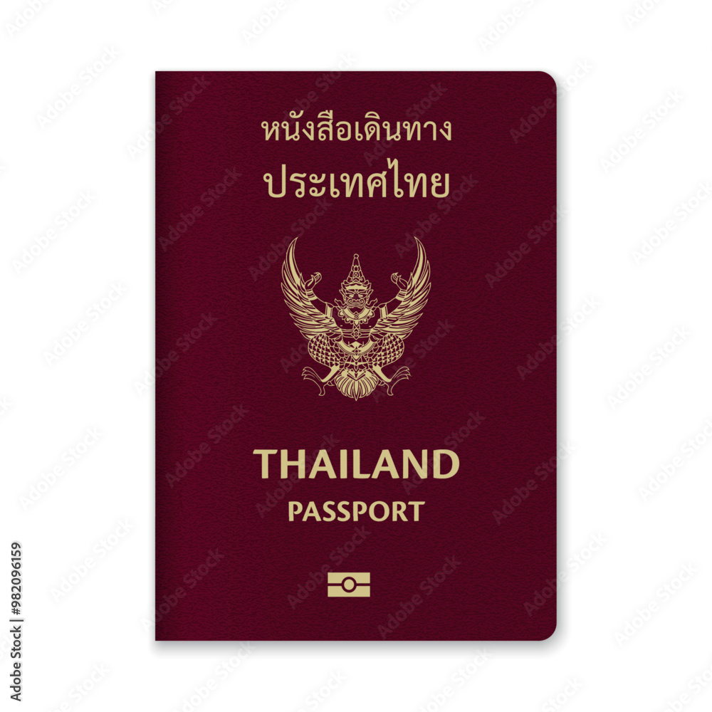 Thailand Passport Cover with Gold Emblem and Text Thailand Passport Cover with Gold Emblem and Text