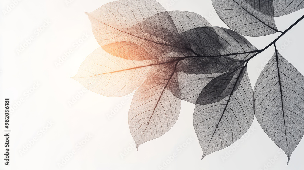 Make a design with leaf shapes in a dark color against a white background.