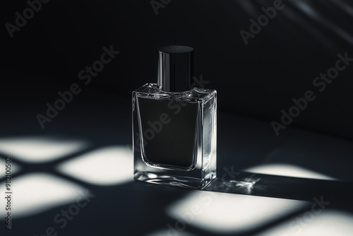Minimalist magazine photography highlighting a luxury men’s aftershave, featuring sleek design and a sophisticated aesthetic