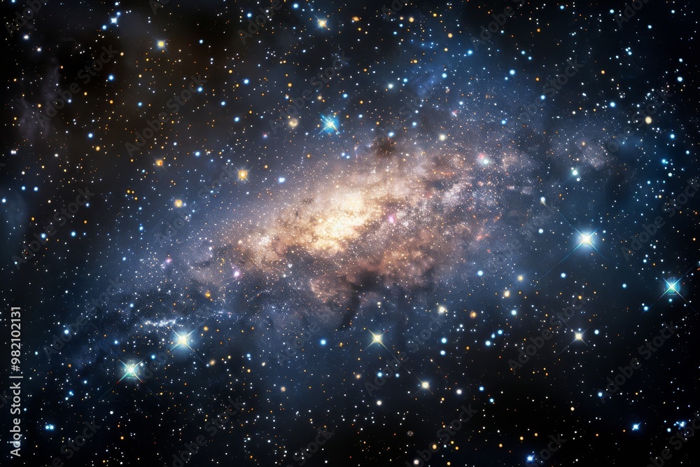 Naklejka premium Vast Galaxy With Stars, Nebulae, and Cosmic Dust Breathtaking Space Exploration Concept