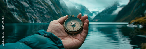 A person holding a compass, representing guidance and direction.