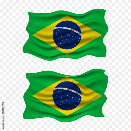 brazil independence day with brazilian national flag set waving fabric illustration png element with pole emoji and clipart transparent background