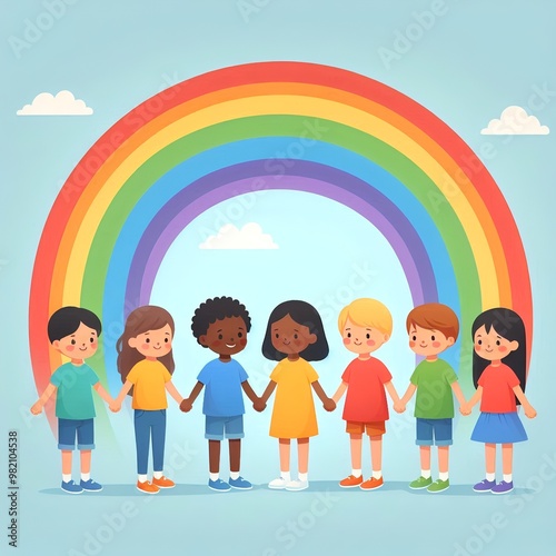 kids and rainbow