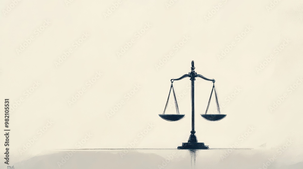 A minimalist depiction of a balanced scale symbolizing justice and fairness. A minimalist depiction of a balanced scale symbolizing justice and fairness.
