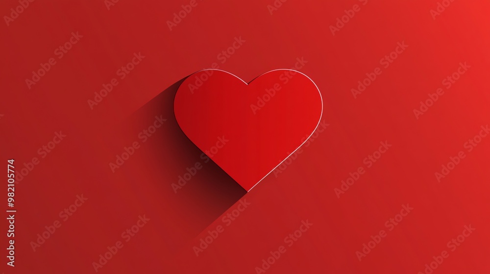 Red heart with long shadow on red background. Red heart with long shadow on red background.