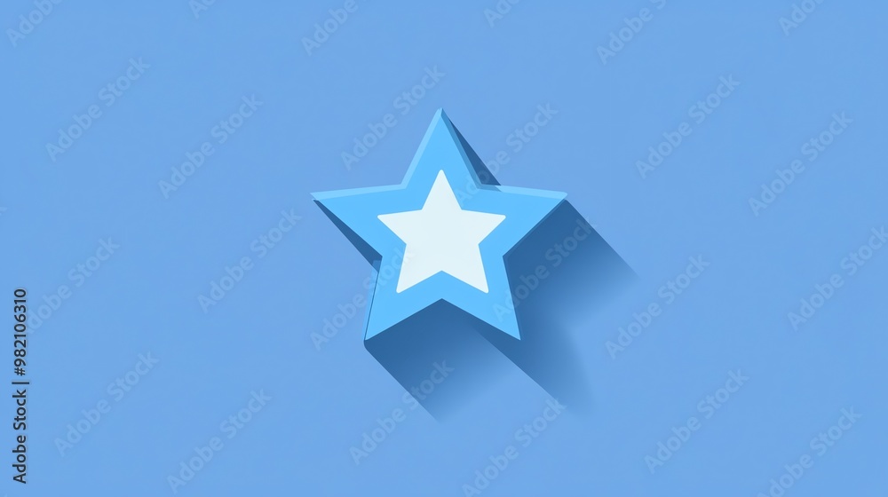Blue star icon with shadow on blue background. Blue star icon with shadow on blue background.