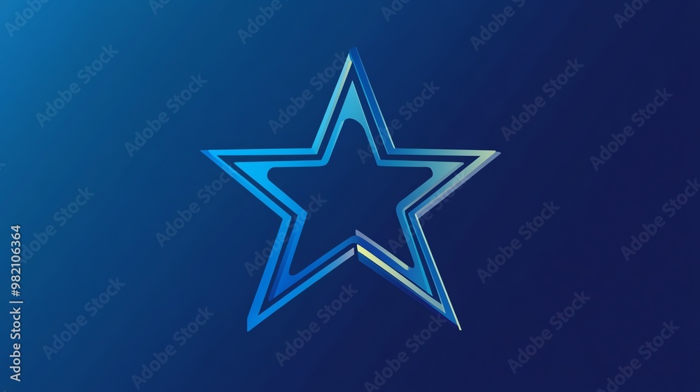 A 3D blue star against a deep blue background. A 3D blue star against a deep blue background.