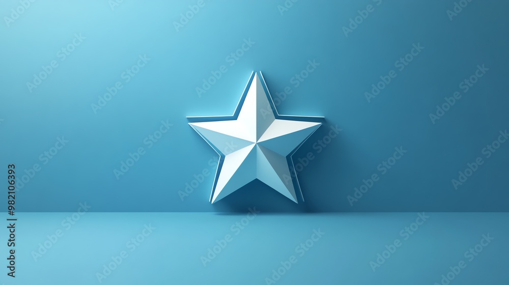 A single white star shape on a blue background. A single white star shape on a blue background.