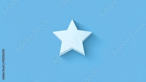 A single 3D white star against a blue background.