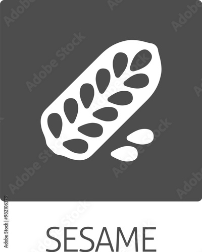 A sesame seed and capsule pod food allergen icon concept. Possibly an icon for the allergen or allergy.