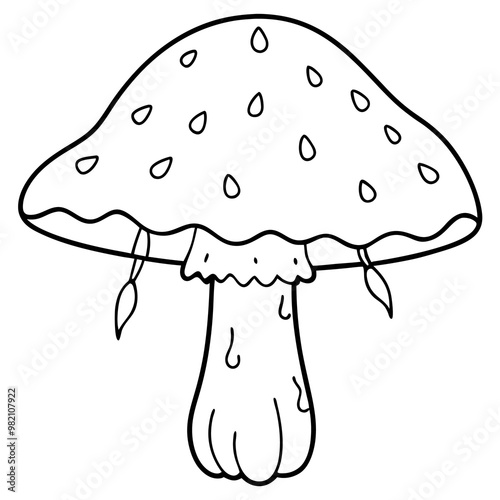 moss mushroom outline coloring book page line art drawing