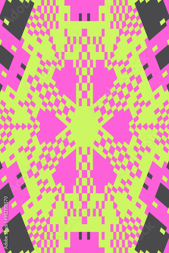 Abstract Christmas pixel retro 8bit geometric snowflake video game background