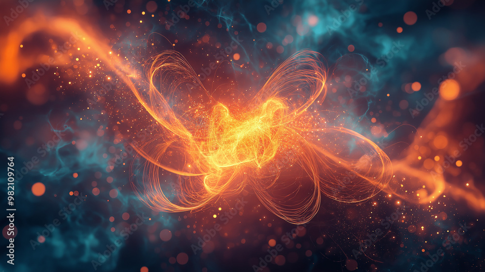 Energy interaction with nuclear fuel during a fission reaction, particles in motion with a powerful glow Energy interaction with nuclear fuel during a fission reaction, particles in motion with a powerful glow