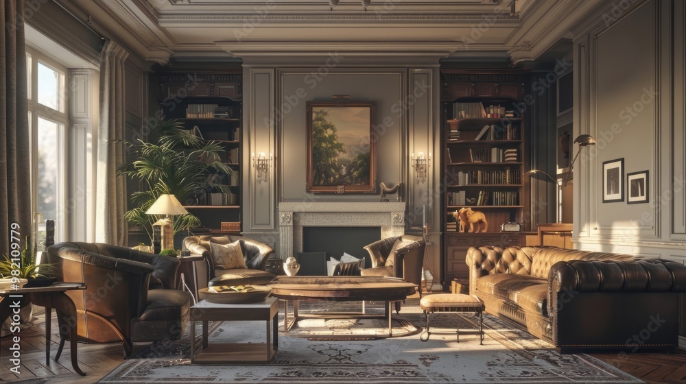 3d illustration of luxury and stylish apartment interior architecture,