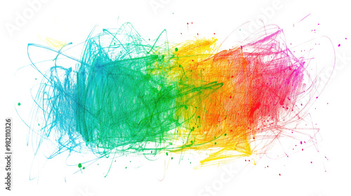 drawn colorful scribble on a white transparent background
