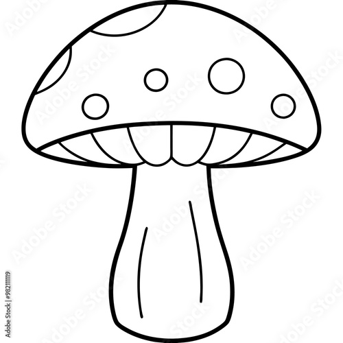 mushroom boletus outline coloring book page line art drawing