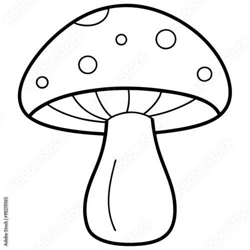 mushroom boletus outline coloring book page line art drawing
