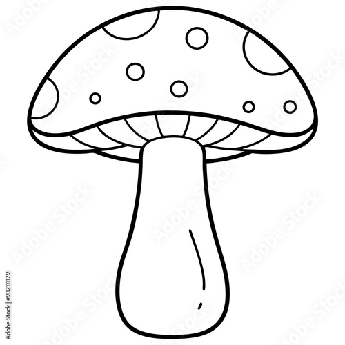 mushroom boletus outline coloring book page line art drawing