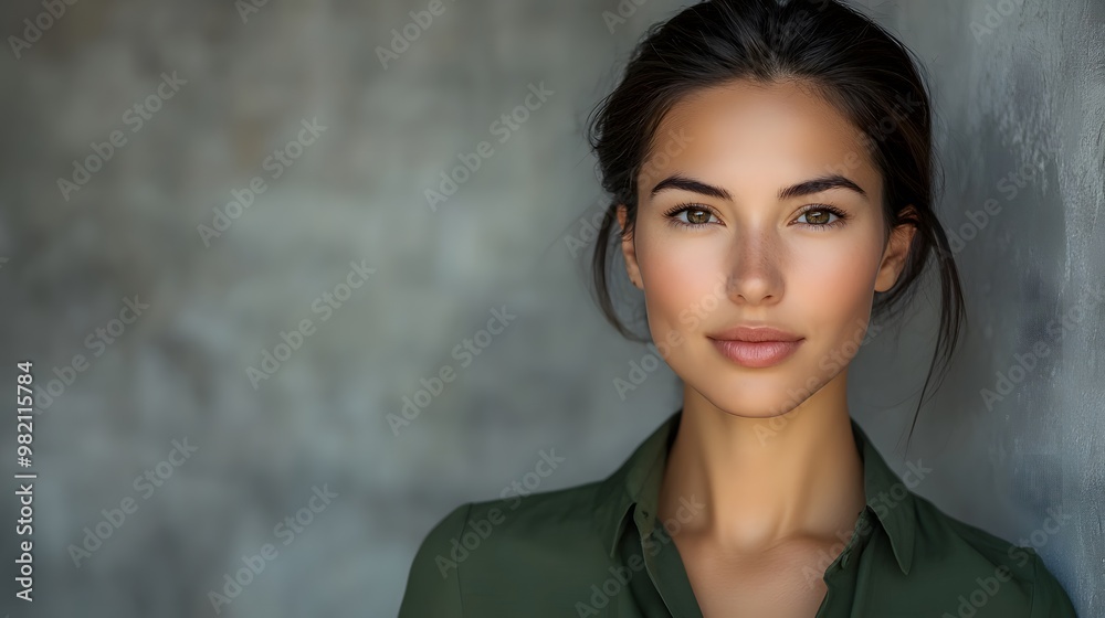 Portrait of a Woman with Dark Hair and Green Eyes Portrait of a Woman with Dark Hair and Green Eyes