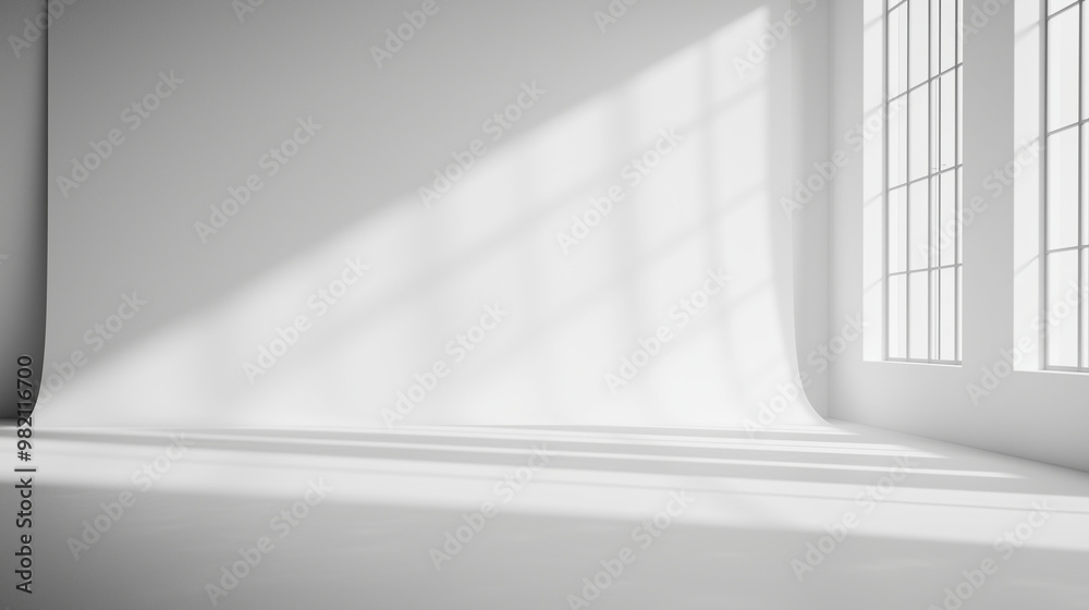 Fototapeta premium White gradient background with soft studio lighting, creating a clean and unobtrusive space ideal for showcasing product photography without any items present photo