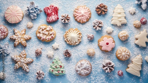 A festive array of beautifully decorated cookies, perfect for holiday celebrations and sweet winter treats.