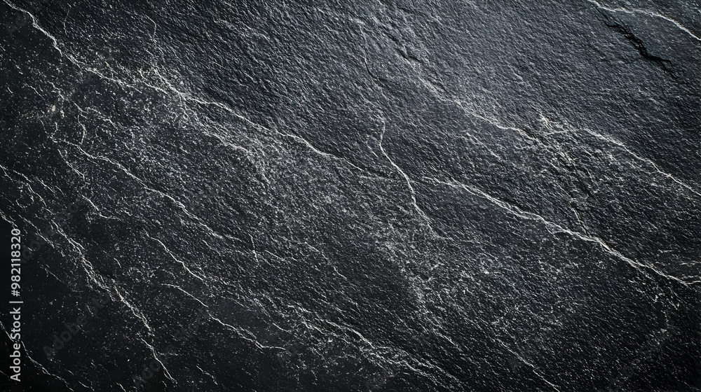 Fototapeta premium Dark Gray Slate Stone Texture with Veins, Natural Background, Abstract, Realistic, Closeup