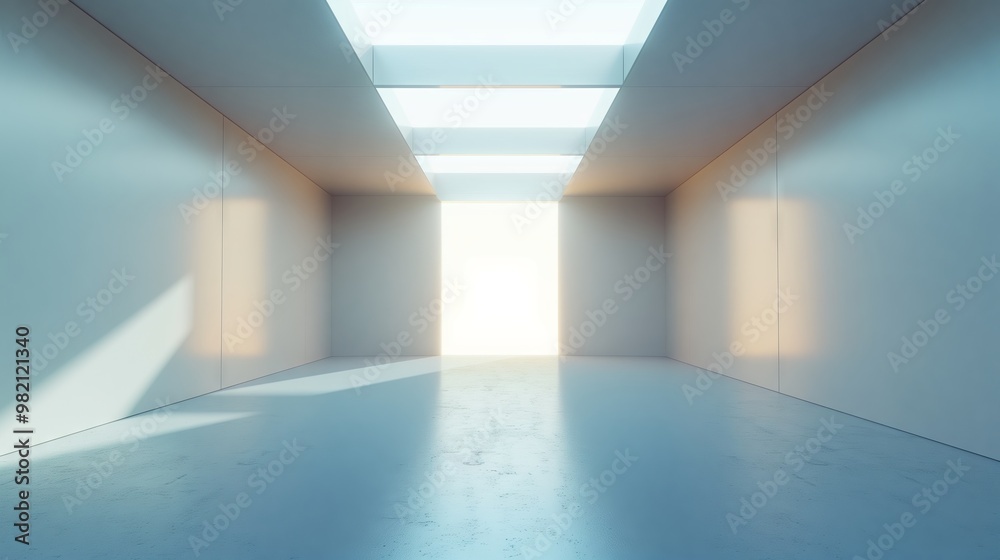 Minimalist Modern Interior with Skypanels and Natural Light in an Empty Room Minimalist Modern Interior with Skypanels and Natural Light in an Empty Room