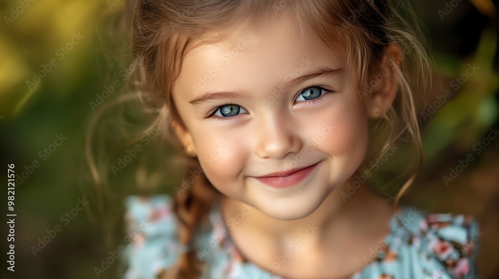 Portrait of a cute little girl with big blue eyes and a sweet smile. Portrait of a cute little girl with big blue eyes and a sweet smile.