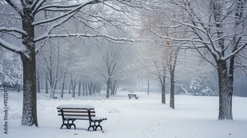 Snowy Park Bench: Winter Wonderland