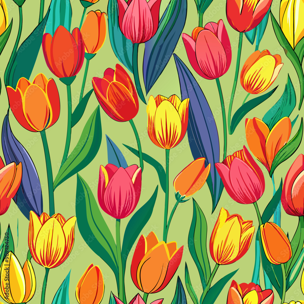 Obraz premium Vibrant Tulip Field