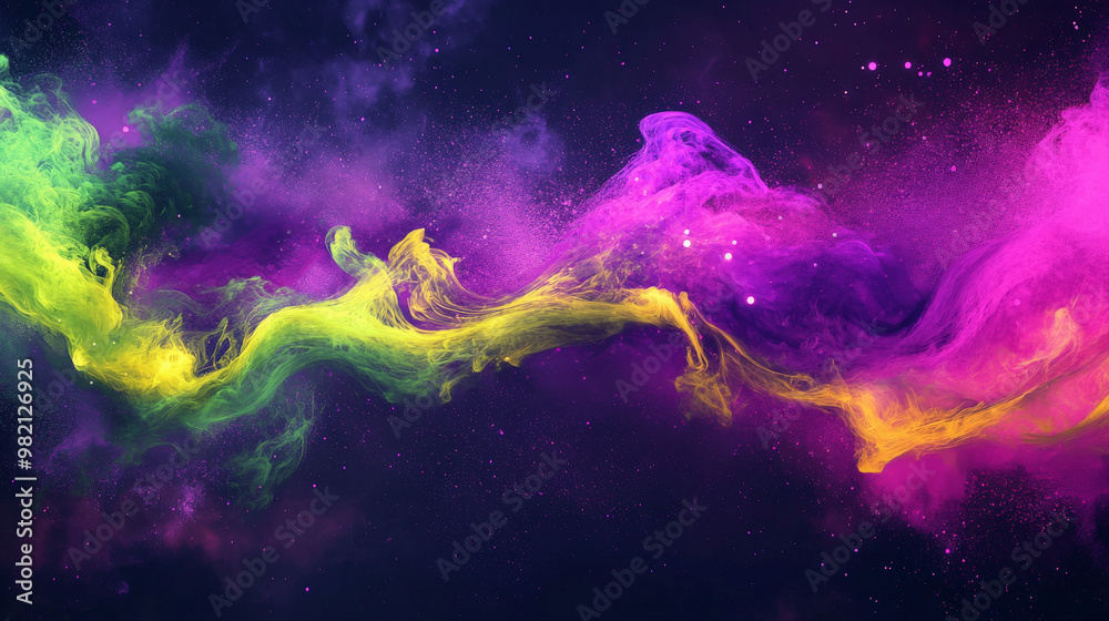 Bold, vibrant trails of neon green and purple smoke burst across the background, creating an energetic abstract design with fluid, dynamic shapes. Bold, vibrant trails of neon green and purple smoke burst across the background, creating an energetic abstract design with fluid, dynamic shapes.