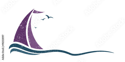 The Yacht symbol with violet sail and sea.