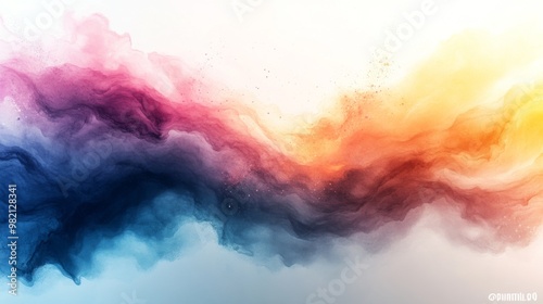 Abstract Watercolor Painting of Colorful Swirls